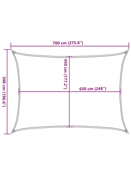Plachta proti slunci 160 g/m² obdélník světle šedá 5 x 7 m HDPE
