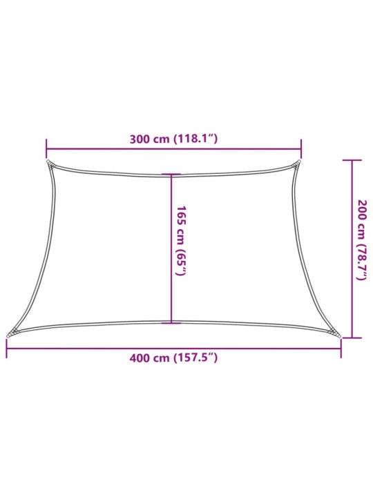 Stínicí plachta 160 g/m² lichoběžník světle šedá 3/4 x 2 m hdpe