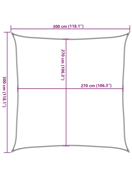 Plachta proti slunci 160 g/m² čtverec písková 3 x 3 m HDPE