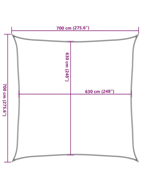 Plachta proti slunci 160 g/m² čtverec písková 7 x 7 m hdpe