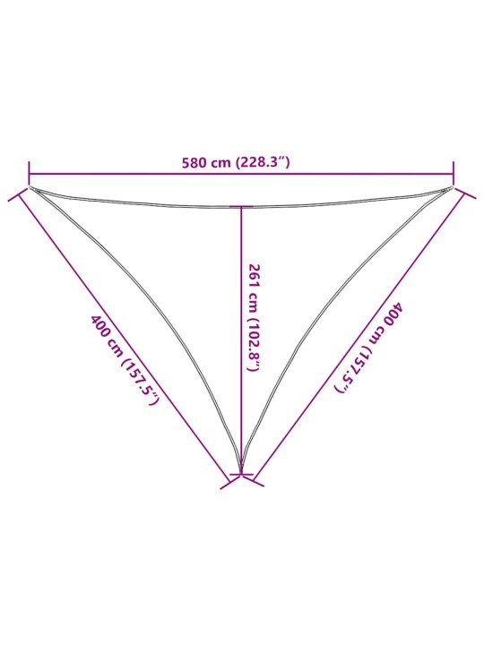 Stínicí plachta 160 g/m² trojúhelník písková 4 x 4 x 5,8 m hdpe
