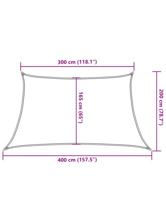 Stínicí plachta 160 g/m² lichoběžník světle šedá 3/4 x 2 m hdpe