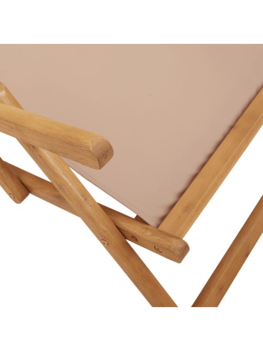 Skládací plážová křesla 2 ks taupe textil a masivní dřevo