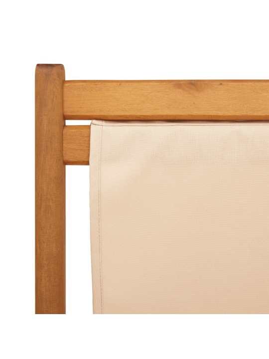 Skládací plážová křesla 2 ks béžová textil a masivní dřevo