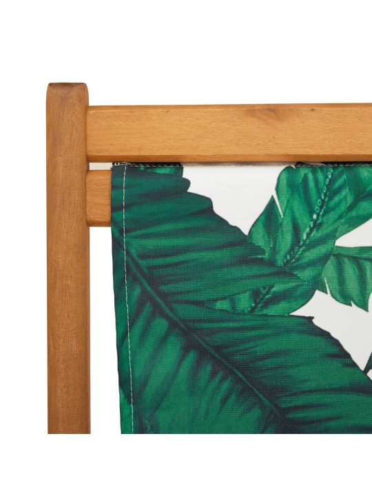 Skládací plážová křesla 2 ks vzor listů textil a masivní dřevo