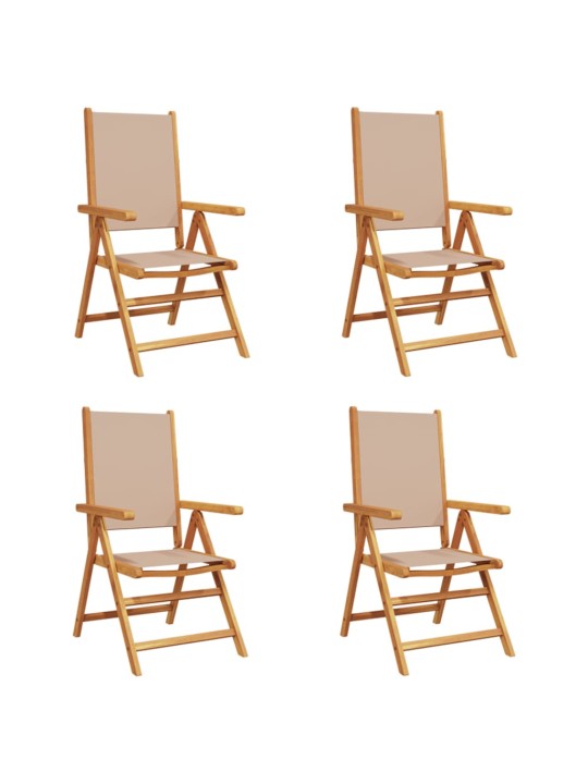 Polohovací zahradní židle 4 ks taupe textil a masivní dřevo
