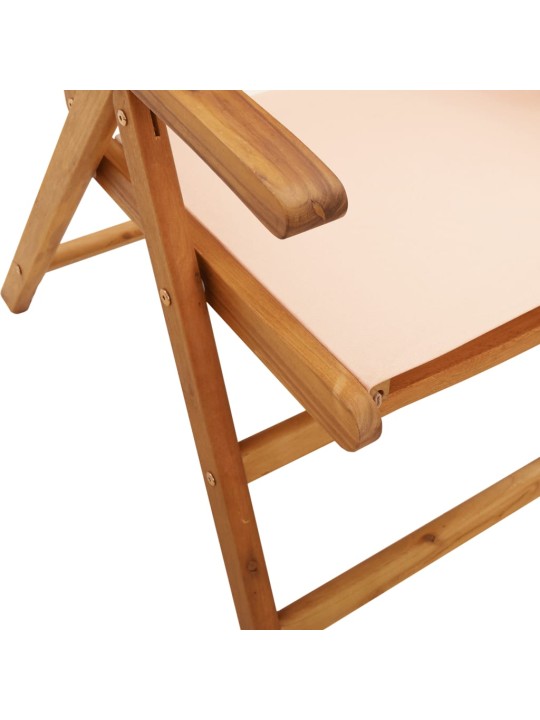 Polohovací zahradní židle 6 ks béžové textil a masivní dřevo