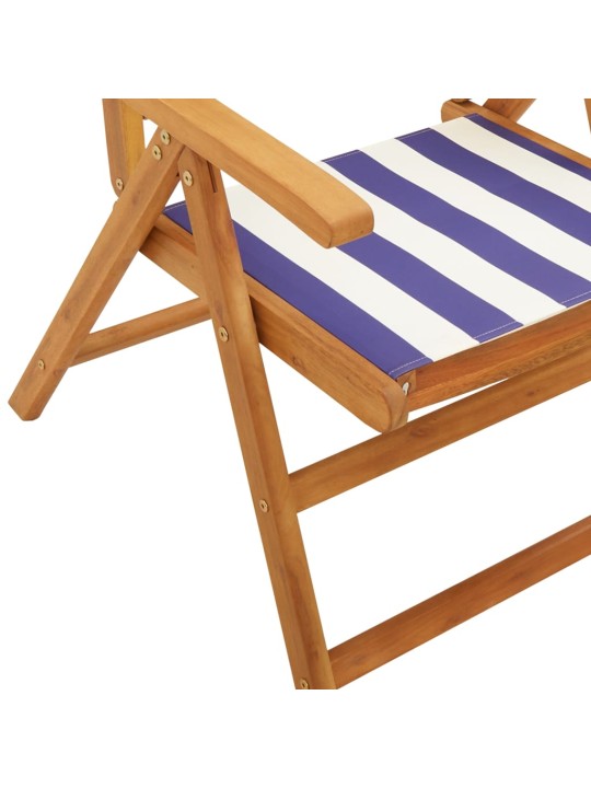Polohovací zahradní židle 4 ks modré a bílé textil a masiv