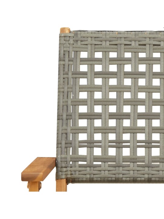 Skládací zahradní židle 6 ks šedé polyratan a masivní dřevo