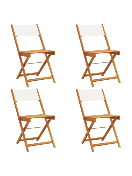 Skládací zahradní židle 4 ks krémově bílé textil a masiv