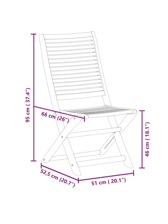 Skládací zahradní židle 8 ks 51x66x95 cm masivní akáciové dřevo