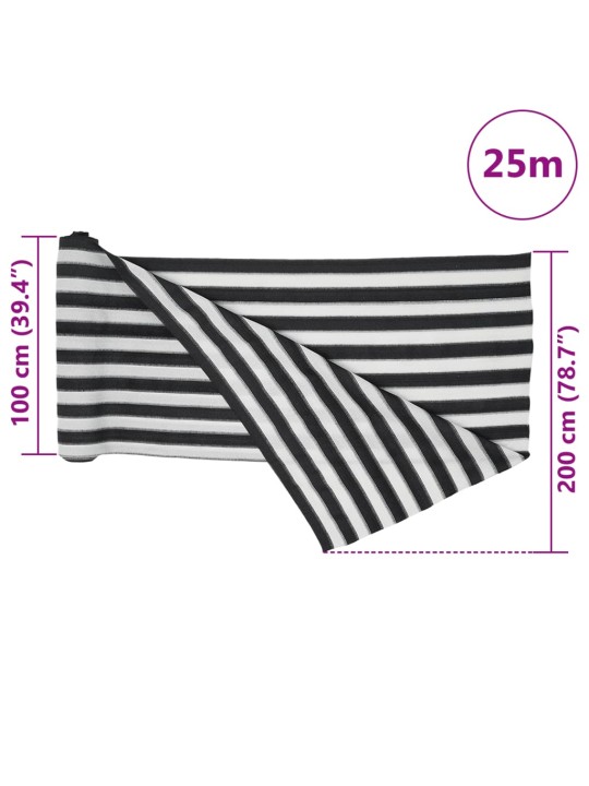 Stínicí tkanina antracitová a bílá 2 x 25 m HDPE 75 g/m²
