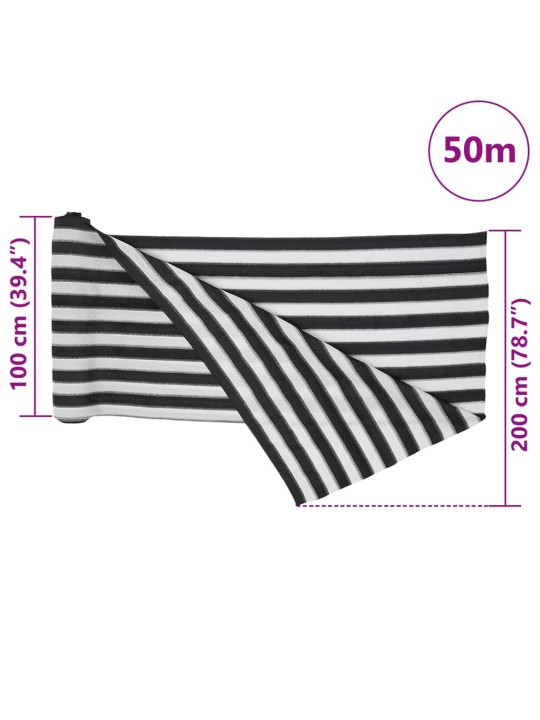 Stínicí tkanina antracitová a bílá 2 x 50 m HDPE 75 g/m²