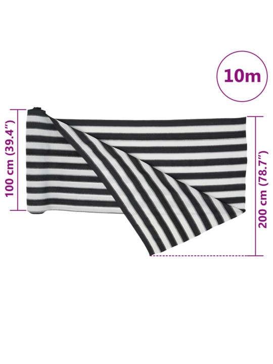 Stínicí tkanina antracitová a bílá 2 x 10 m HDPE 150 g/m²