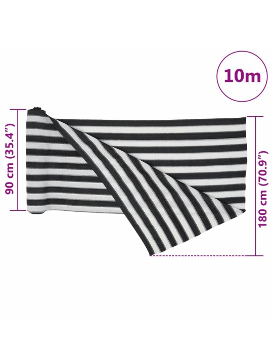 Stínicí tkanina antracitová a bílá 1,8 x 10 m hdpe 195 g/m²