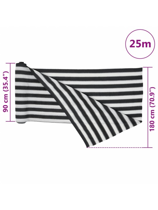 Stínicí tkanina antracitová a bílá 1,8 x 25 m hdpe 195 g/m²