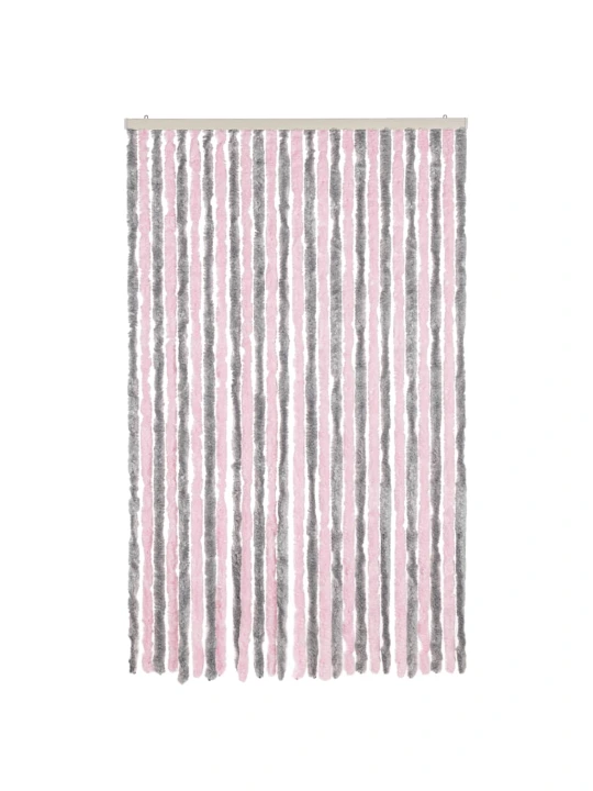 Závěs proti hmyzu stříbrošedý a růžový 118 x 220 cm žinylka