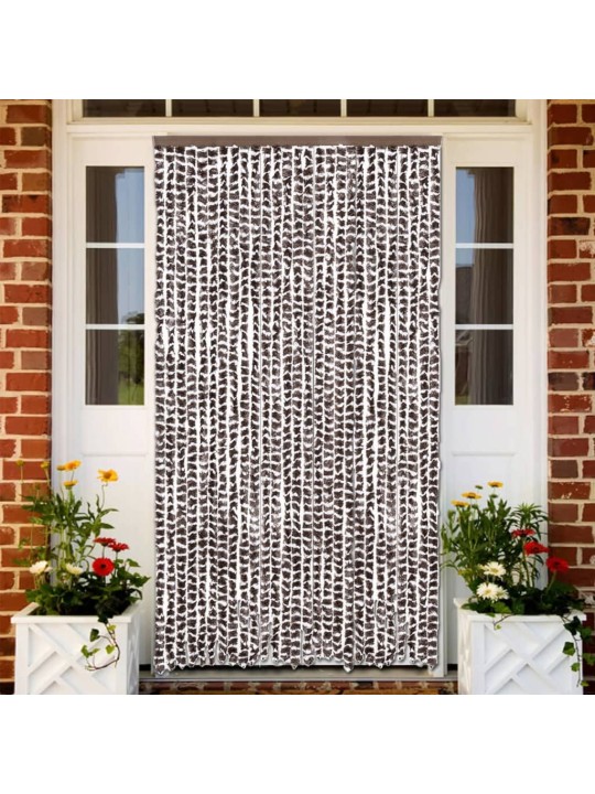 Závěs proti hmyzu hnědý a bílý 118 x 220 cm žinylka
