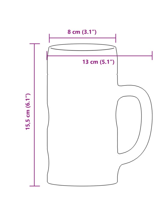 Pivní půllitry s uchem 6 ks 500 ml