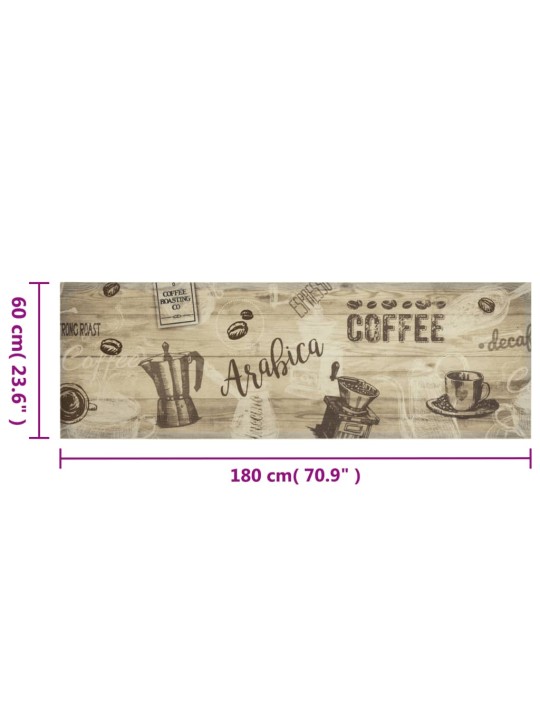 Kuchyňský koberec omyvatelný Káva hnědý 60 x 180 cm samet