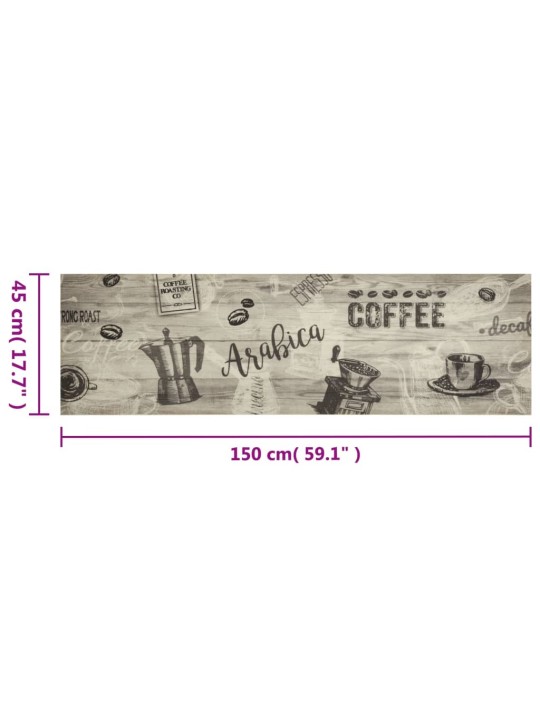 Kuchyňský koberec omyvatelný Káva šedý 45 x 150 cm samet