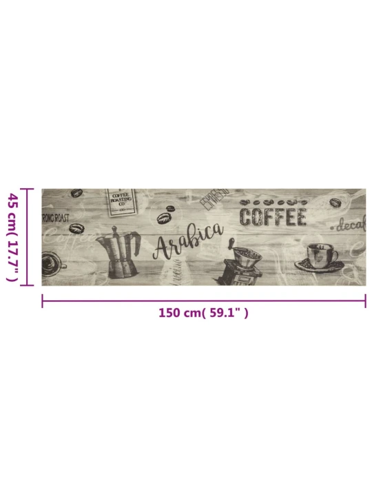 Kuchyňský koberec omyvatelný Káva šedý 45 x 150 cm samet