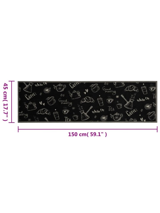Kuchyňský koberec omyvatelný Ráno černý 45 x 150 cm samet