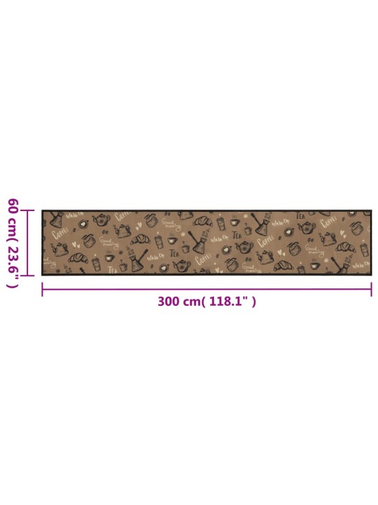 Kuchyňský koberec omyvatelný ráno hnědý 60 x 300 cm samet