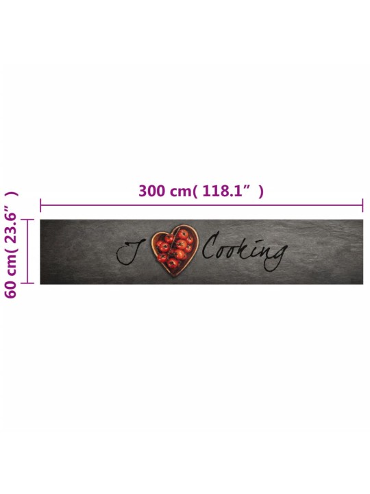 Kuchyňský koberec omyvatelný vaření nápis 60 x 300 cm samet