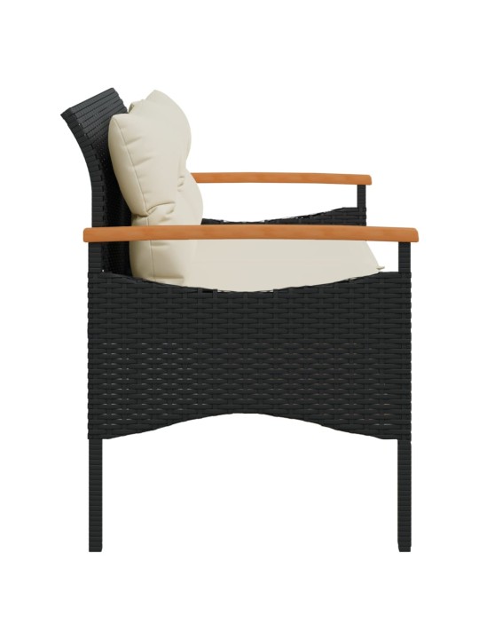 Zahradní lavice s poduškami 116 x 62,5 x 74 cm černá polyratan