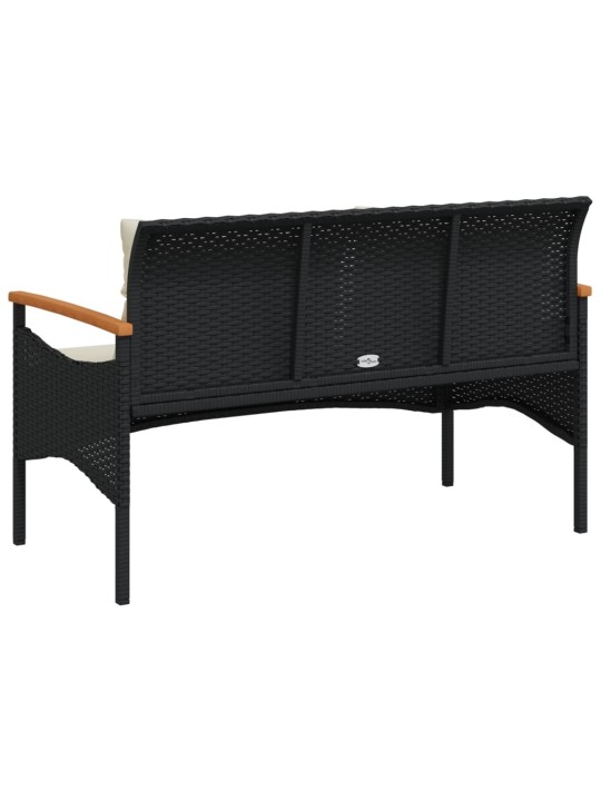 Zahradní lavice s poduškami 116 x 62,5 x 74 cm černá polyratan