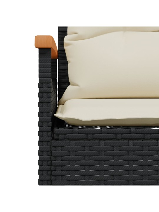 Zahradní lavice s poduškami 116 x 62,5 x 74 cm černá polyratan