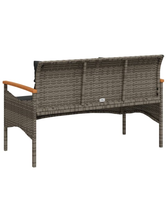 Zahradní lavice s poduškami 116 x 62,5 x 74 cm šedá polyratan