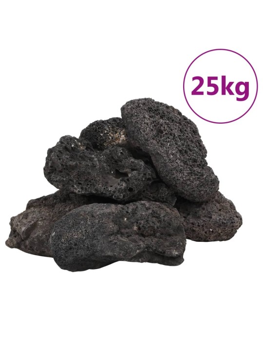 Sopečné kameny 25 kg černé 10–30 cm