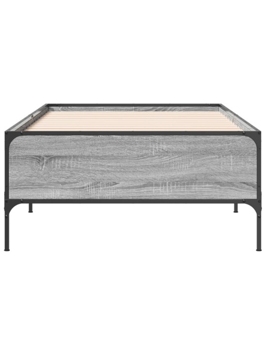 Rám postele šedý sonoma 100 x 200 cm kompozitní dřevo a kov