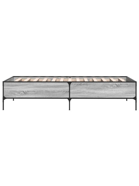 Rám postele šedý sonoma 100 x 200 cm kompozitní dřevo a kov