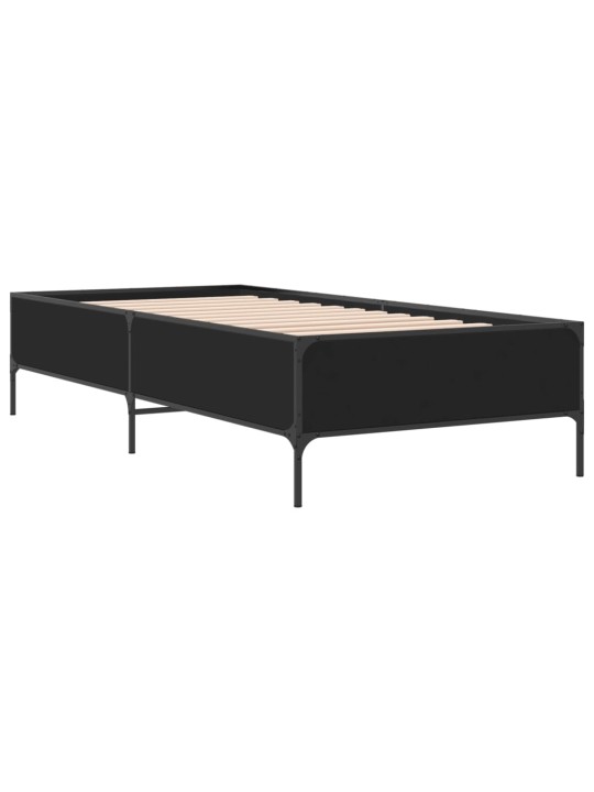 Rám postele černý 90 x 200 cm kompozitní dřevo a kov