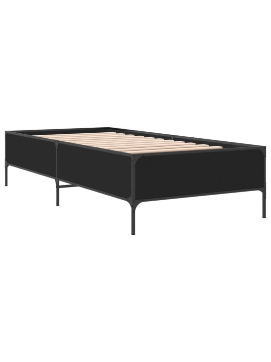 Rám postele černý 90 x 200 cm kompozitní dřevo a kov