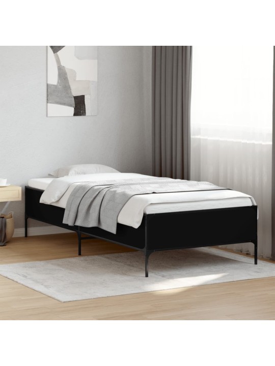 Rám postele černý 90 x 200 cm kompozitní dřevo a kov