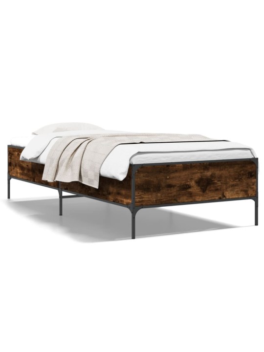 Rám postele kouřový dub 90 x 200 cm kompozitní dřevo a kov