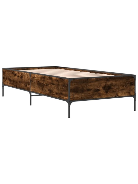 Rám postele kouřový dub 90 x 200 cm kompozitní dřevo a kov