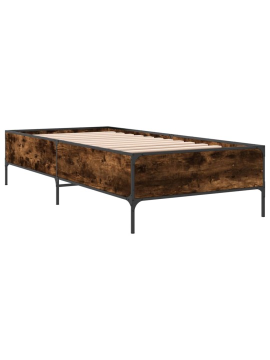 Rám postele kouřový dub 90 x 200 cm kompozitní dřevo a kov