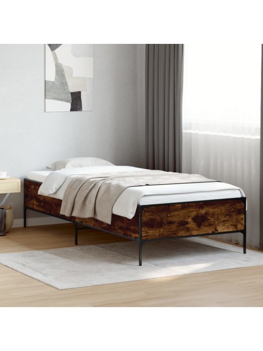 Rám postele kouřový dub 90 x 200 cm kompozitní dřevo a kov