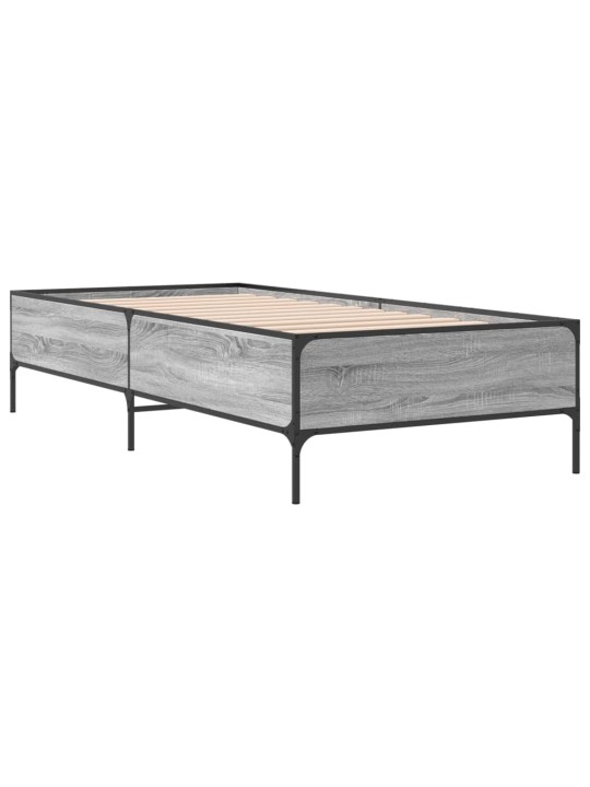 Rám postele šedý sonoma 90 x 200 cm kompozitní dřevo a kov