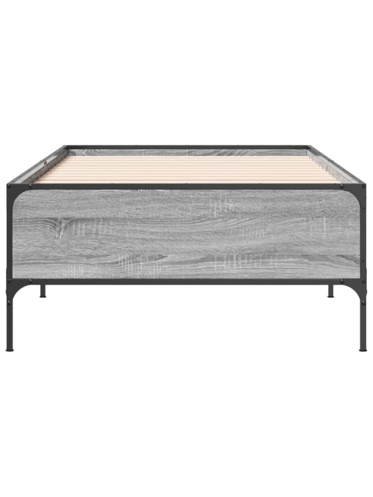 Rám postele šedý sonoma 90 x 200 cm kompozitní dřevo a kov