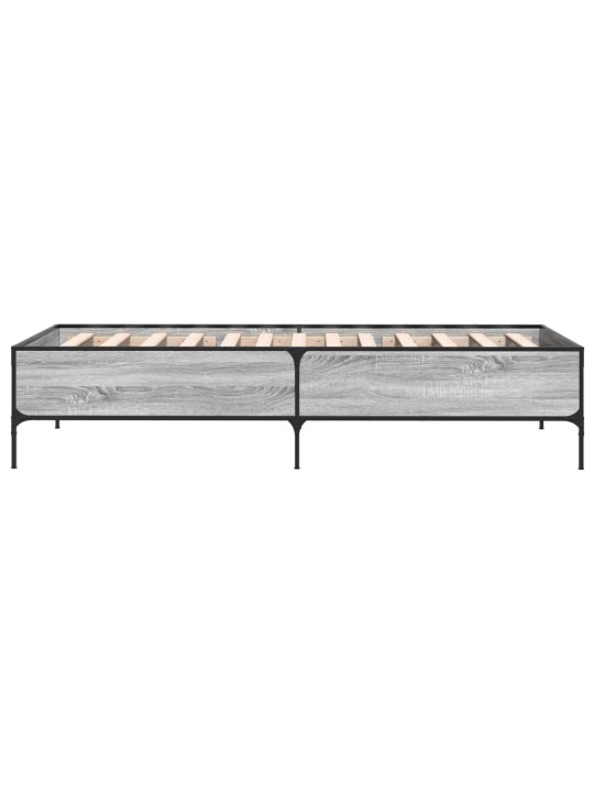 Rám postele šedý sonoma 90 x 200 cm kompozitní dřevo a kov