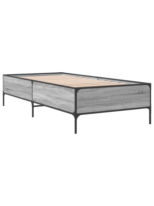 Rám postele šedý sonoma 90 x 200 cm kompozitní dřevo a kov