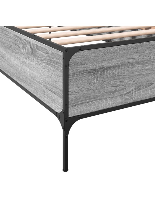 Rám postele šedý sonoma 90 x 200 cm kompozitní dřevo a kov