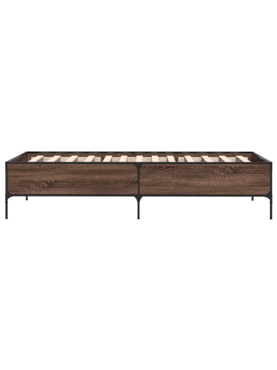 Rám postele hnědý dub 90 x 200 cm kompozitní dřevo a kov