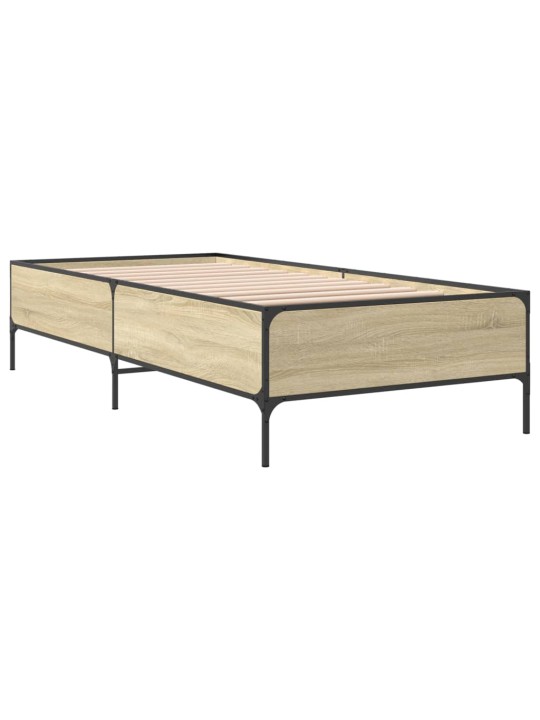 Rám postele dub sonoma 90 x 190 cm kompozitní dřevo a kov